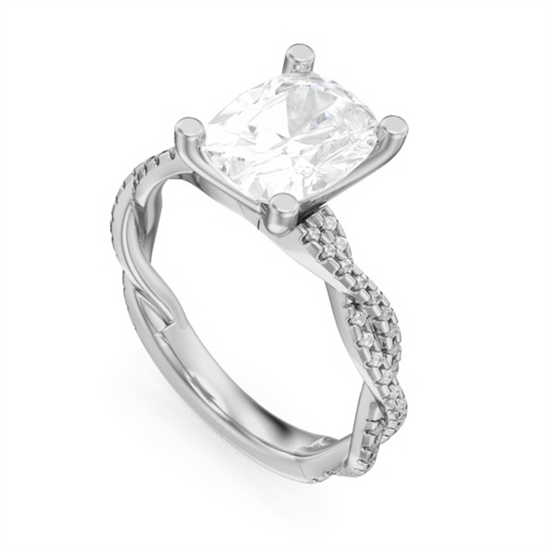 White Gold Intertwined Diamond Engagement Ring Semi-Mount
Fits Centre