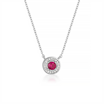 Load image into Gallery viewer, White Sterling Silver Halo Polished Pendant Necklace

PENDANT
Stone