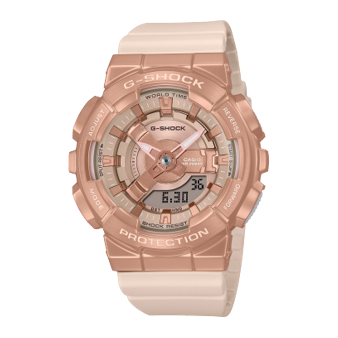 GSHOCK Lady's Resin/Stainless Steel Analogue/Digital Sport Watch with Rose Dial