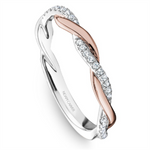 Load image into Gallery viewer, Lady&#39;s Rose &amp; White Gold Prong Set Intertwined Diamonds Band
Diamond Shape: Round
