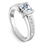 Load image into Gallery viewer, White Gold Side Stones Diamond Engagement Ring Semi-Mount
Fits Centre