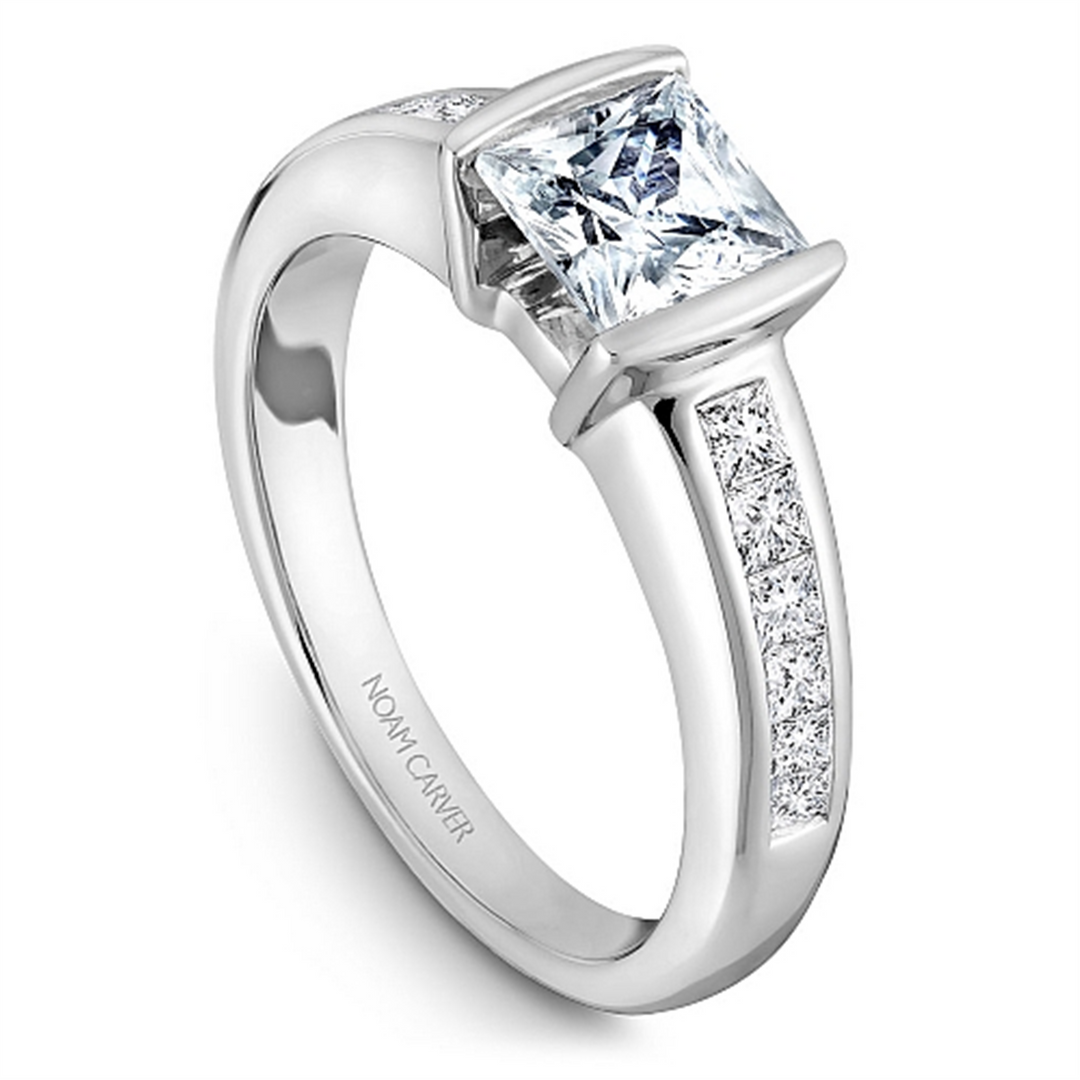 White Gold Side Stones Diamond Engagement Ring Semi-Mount
Fits Centre