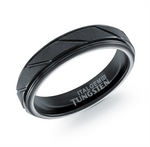 Load image into Gallery viewer, Multi Finish Black Grooved Tungsten Stepped Down Edges Band 
Width: 5
