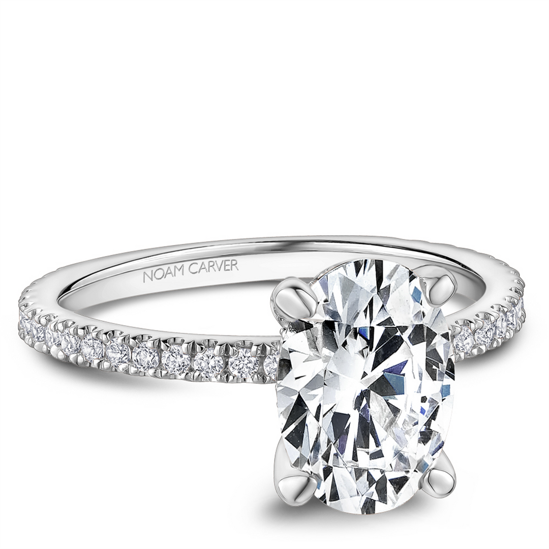 14K White Gold Side Stones Diamond Engagement Ring Semi-Mount
Fits Ce