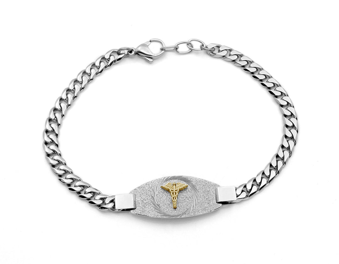 Stainless Steel Medical Alert Curb Bracelet 
Length: 7.75"