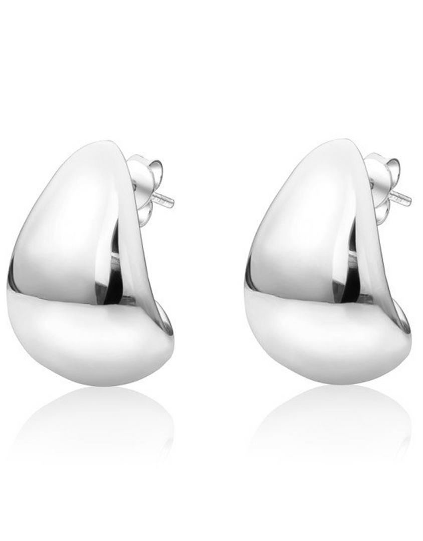 Sterling Silver White Polished Electroform Crescent Stud Earrings
Ful