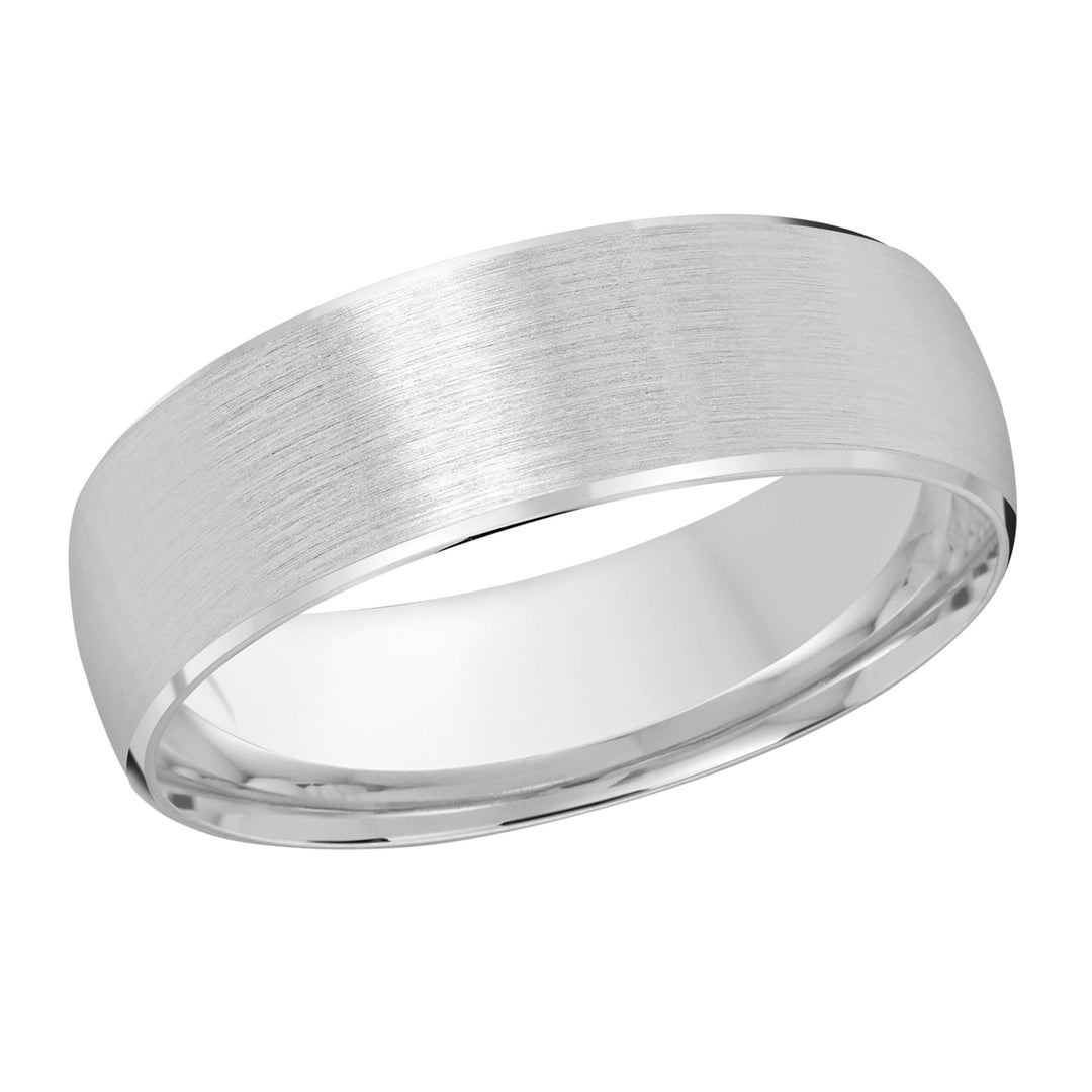 Men's 10K White Gold Domed Band with Satin Finish