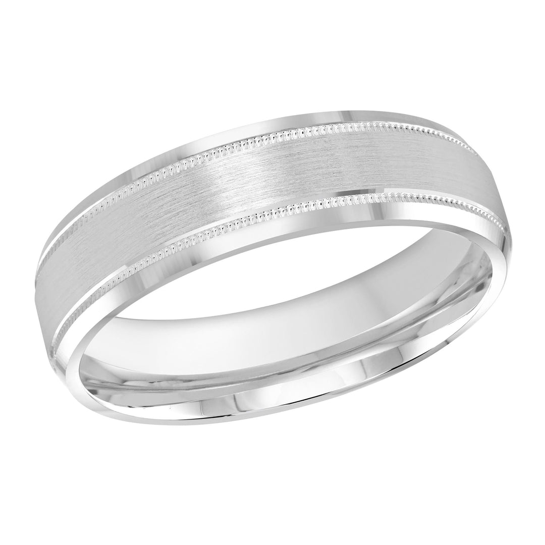 Men's 10K White Gold Flat with Milgrain Band with Satin Finish