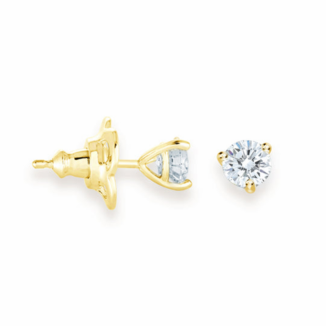 Yellow Gold Vermeil Sterling Silver Cubic Zirconiums Round Polished St