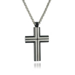 Load image into Gallery viewer, Matte&#39; Black Stainless Steel Cross Necklace
