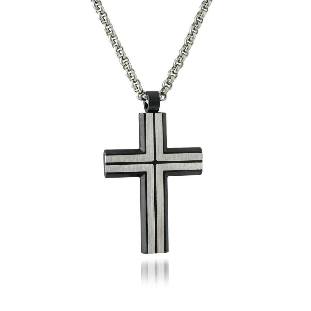 Matte' Black Stainless Steel Cross Necklace