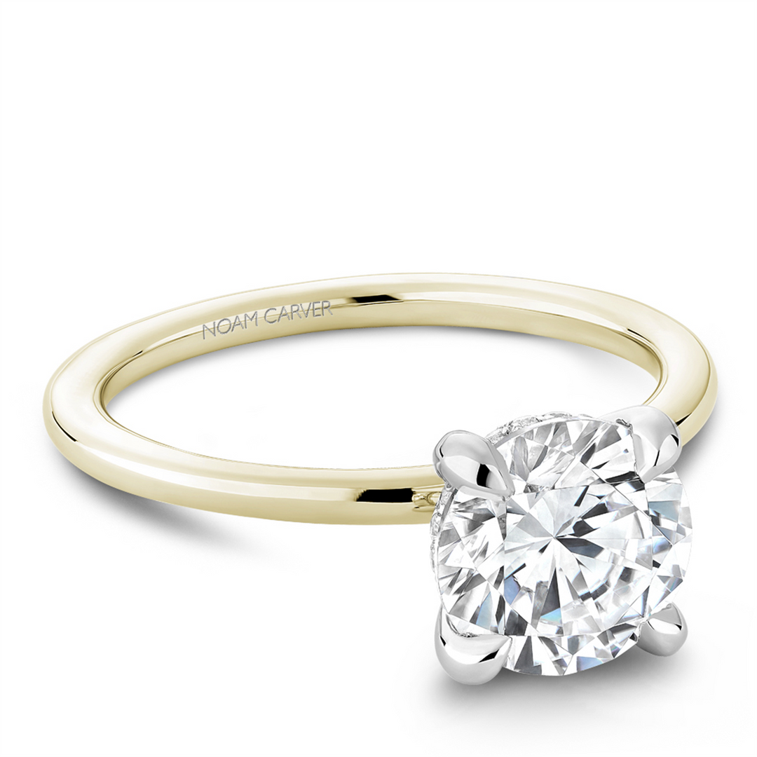 Yellow & White Gold Hidden Halo Diamond Engagement Ring Semi-Mount
Fi