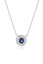 Load image into Gallery viewer, White Sterling Silver Halo Polished Pendant Necklace

PENDANT
Stone