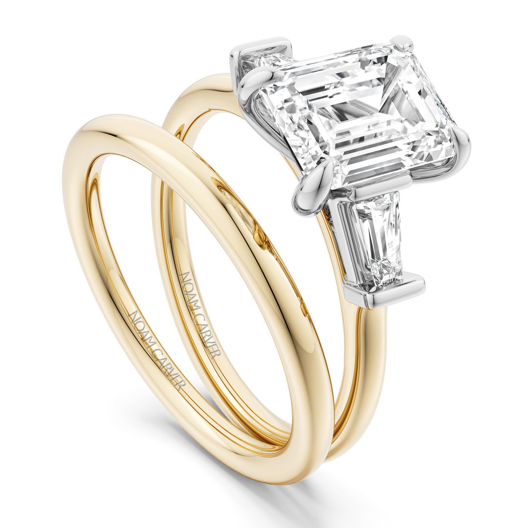 Yellow & White Gold 3 Stone Diamond Engagement Ring Semi-Mount
Fits C