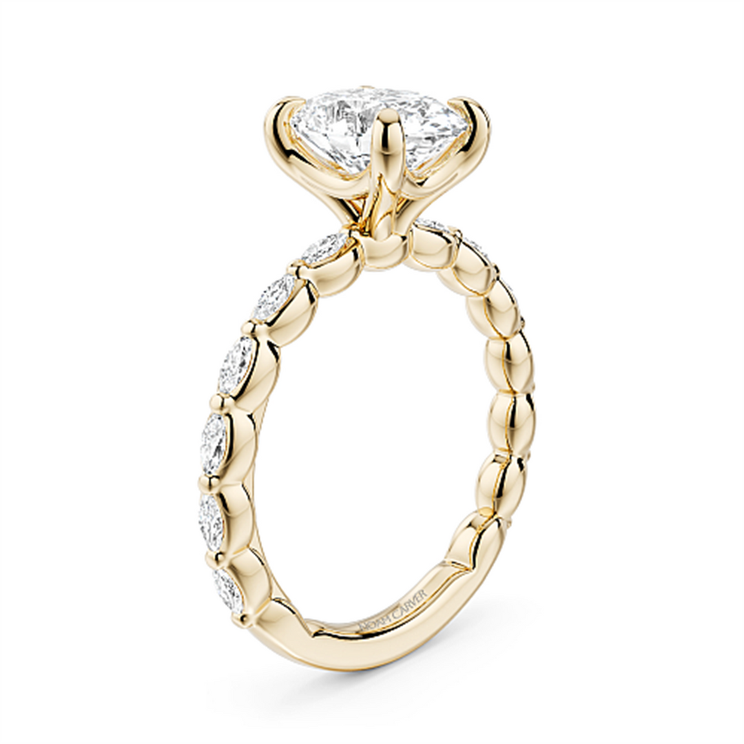 Yellow Gold Side Stones Diamond Engagement Ring Semi-Mount
Fits Centr