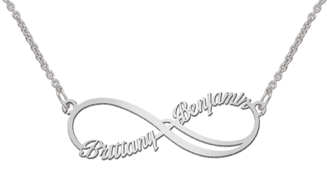 Personalized White Gold Infinity Name Necklace