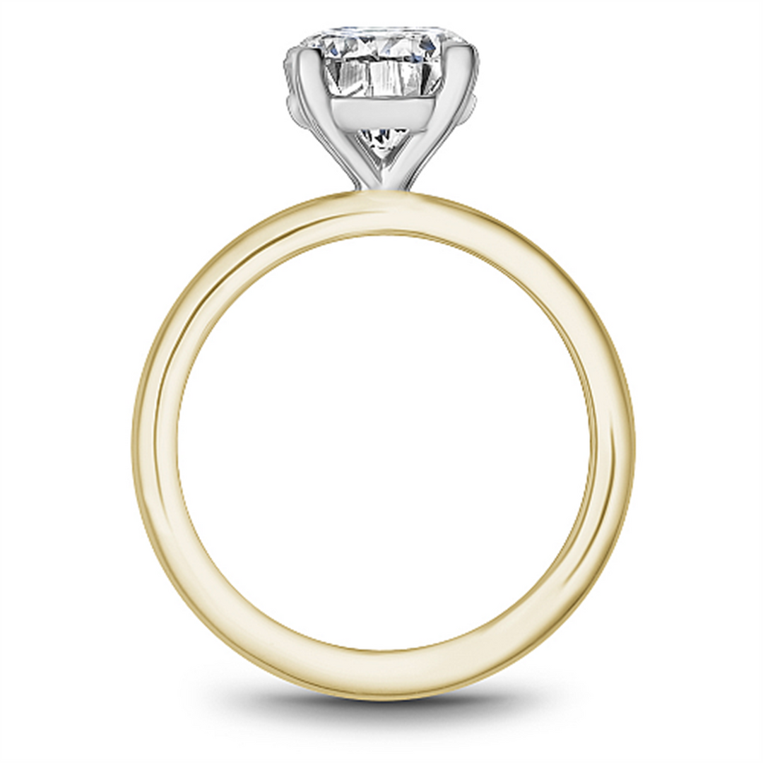 14K White & Yellow Gold Solitaire Diamond Engagement Ring Semi-Mount