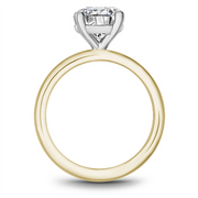 14K White & Yellow Gold Solitaire Diamond Engagement Ring Semi-Mount