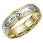 Load image into Gallery viewer, Men&#39;s Yellow &amp; White Gold Domed with Milgrain Band with Diamond Cut Finish
