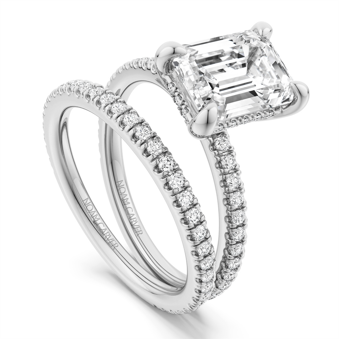 White Gold Side Stones Diamond Engagement Ring Semi-Mount
Fits Centre