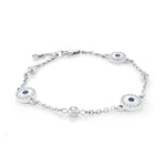 Load image into Gallery viewer, Stainless Steel Evil Eye Cable Link Bracelet with Cubic Zirconiums 
L
