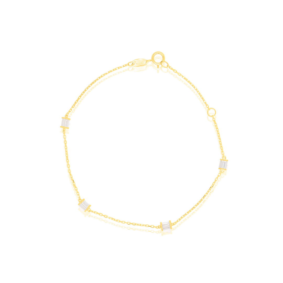 10K Yellow Gold Baguette CZ Open Link Bracelet
Bracelet Width: 1.1mm