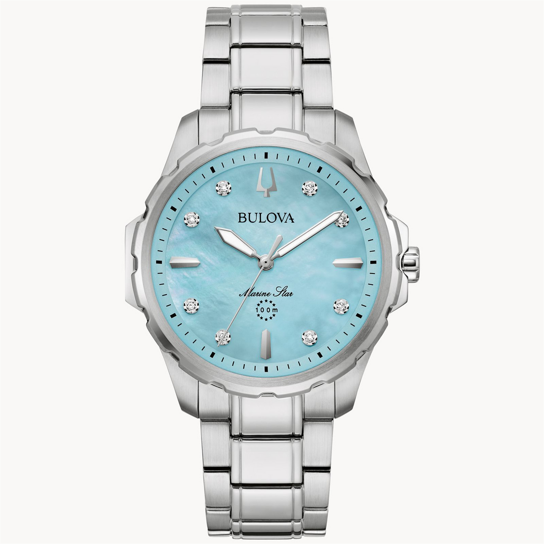 BULOVA Lady's Stainless Steel Quartz Dress Watch with Teal Mother of P