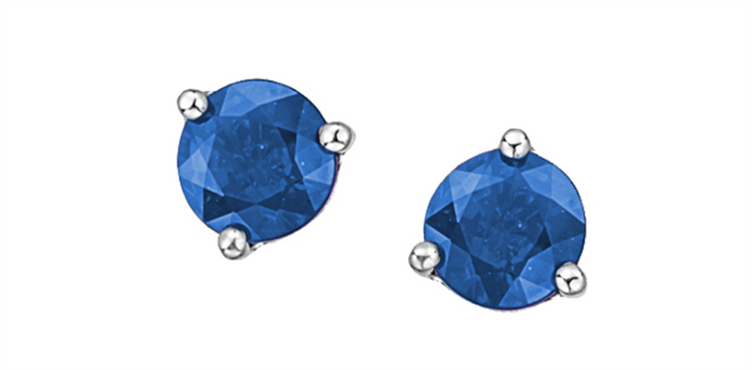 10K White Gold Sapphires Stud Earrings