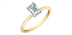 Load image into Gallery viewer, 14K White &amp; Yellow Gold Solitaire Emerald Lab Diamond Engagement Ring
