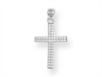 Load image into Gallery viewer, White Sterling Silver Polished Cubic Zirconium Cross Religious Pendant