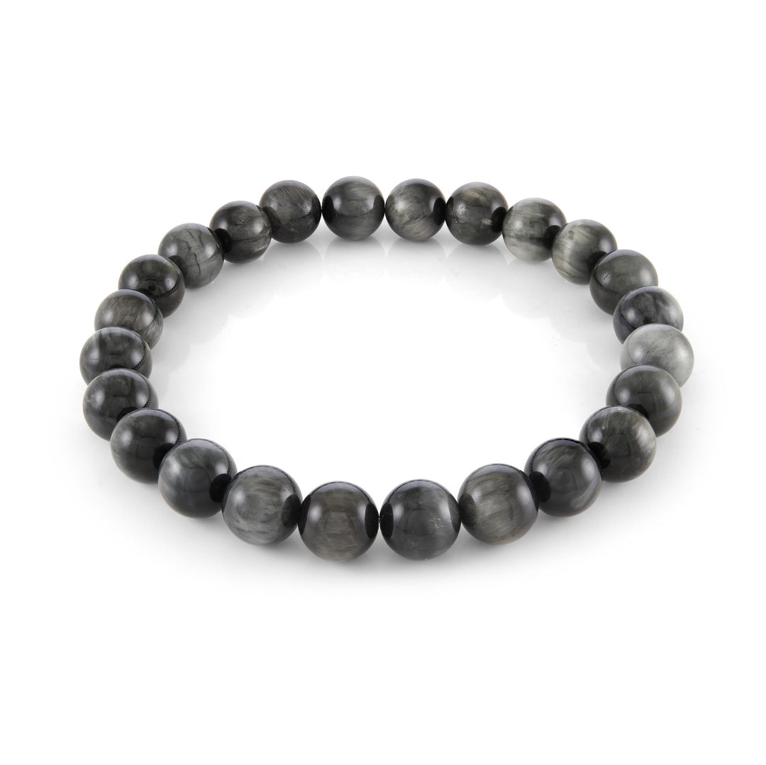 Grey Eagle Eye Ball Strech Bracelet 
Length: 8.25"
Width: 8.5mm
Fin