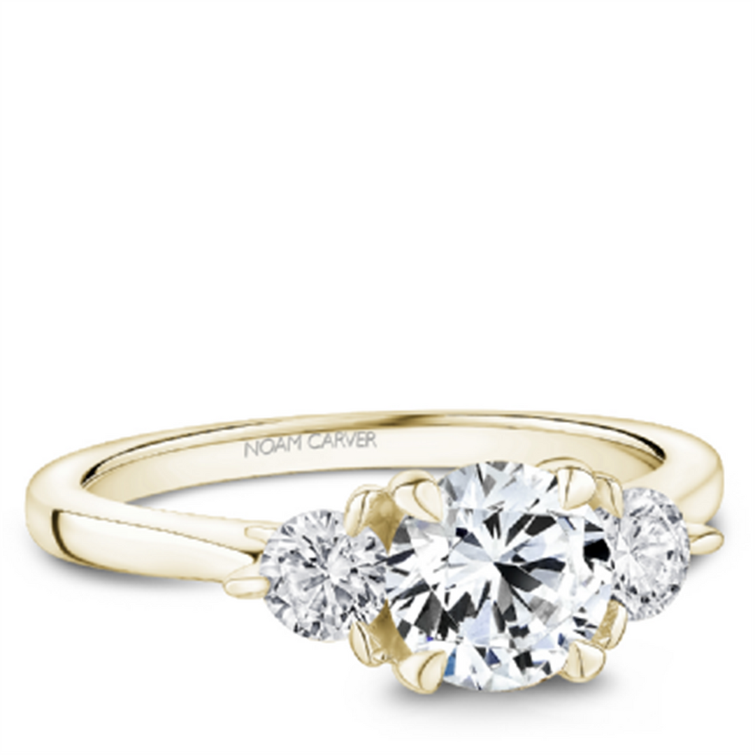 Yellow Gold 3 Stone Diamond Semi-Mount