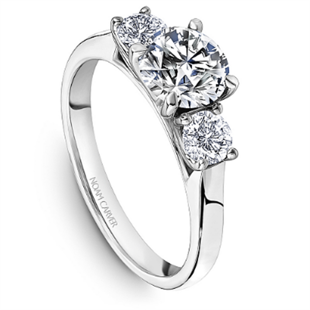 White Gold 3 Stone Diamond Semi-Mount