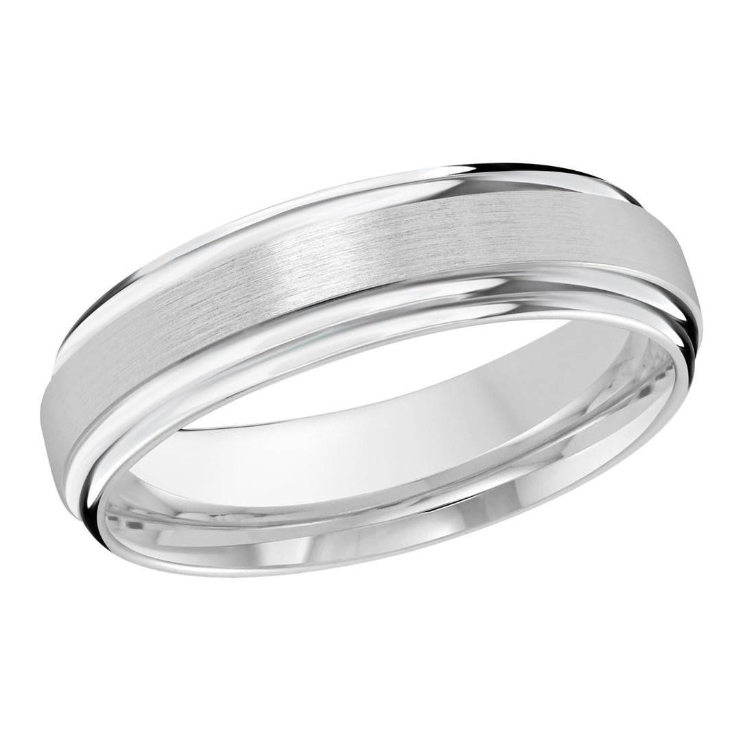 Men's 10K White Gold Flat Band with Satin Finish