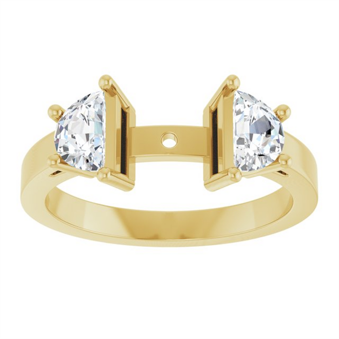 Yellow Gold 3 Stone Diamond Semi-Mount