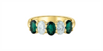 Load image into Gallery viewer, 10K Yellow Gold Single Row Lab Emeralds and Lab Diamonds Band
Primary
