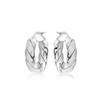 Load image into Gallery viewer, White Sterling Silver Lucia Polished Small Hoop Earrings
Earring Leng