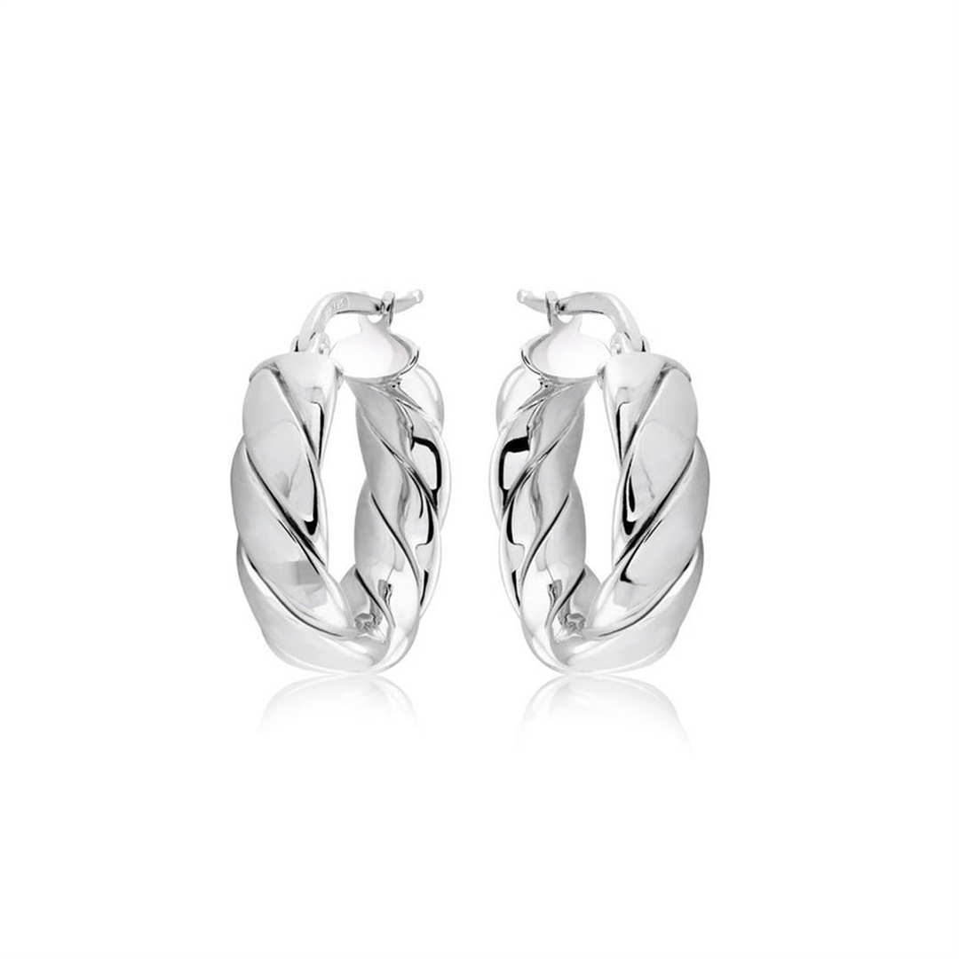 White Sterling Silver Lucia Polished Small Hoop Earrings
Earring Leng