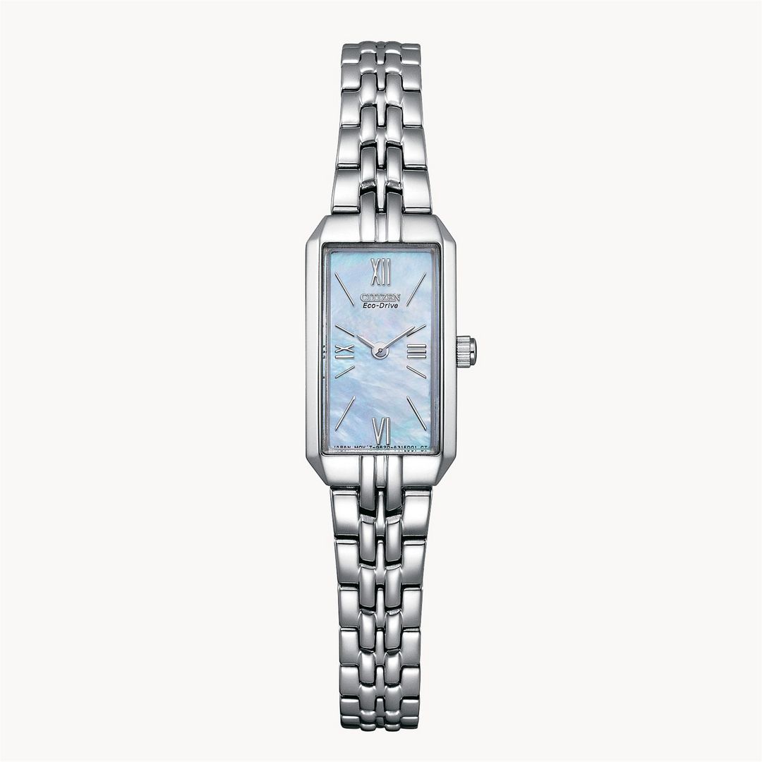 CITIZEN Lady's Stainless Steel Eco-Drive Dress Watch with White Mother of Pearl Dial