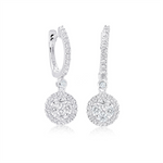 Load image into Gallery viewer, White Sterling Silver Cubic Zirconium Circle Polished Dangle Earrings
