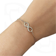 White Sterling Silver Infinity Rolo Bracelet 
Top Width: 2mm
Length: