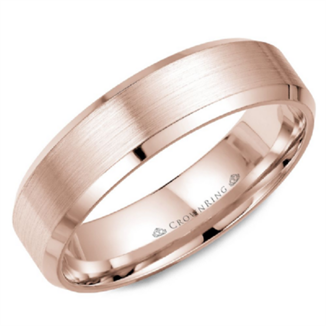 Men's Gold Bevel Band with Satin Finish