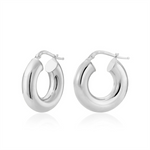 Load image into Gallery viewer, White Sterling Silver Polished Small Hoop Earrings
Earring Length/Dia