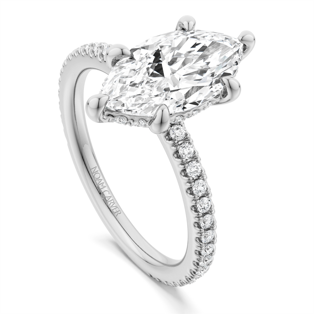 White Gold Side Stones Diamond Engagement Ring Semi-Mount
Fits Centre