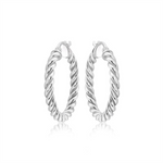 Load image into Gallery viewer, White Sterling Silver Twist Polished Small Hoop Earrings
Earring Leng
