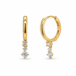 Load image into Gallery viewer, 10K Yellow Gold  Round CZ Drop Huggie Earrings
 
Dimensions: 13mm x