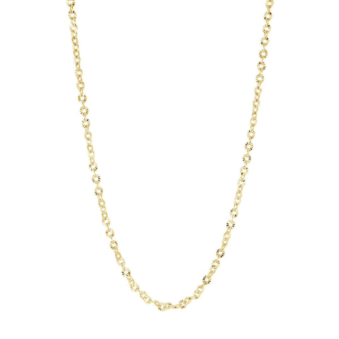 Gold Stainless Steel Sparkle Chain 
Length: 18"
Width: 4mm
Finish: