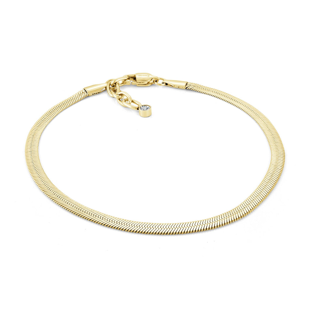 Gold Stainless Steel Herringbone Anklet 
Length: 9" + 1"
Width: 4mm