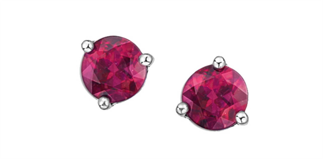 10K White Gold Pink Topaz Stud Earrings