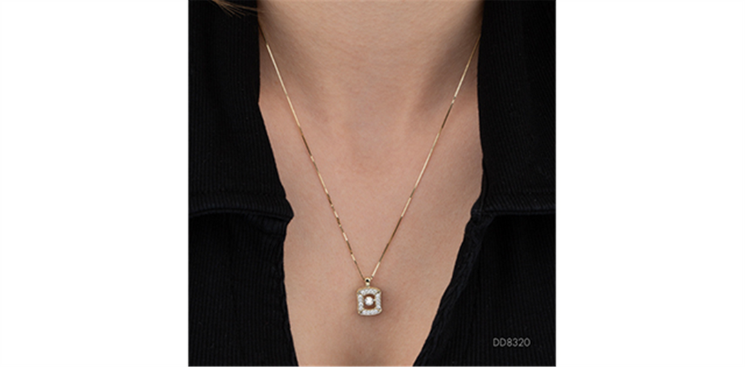 10K Yellow & White Gold Diamond Portrait Polished Dancing Stone Pendan